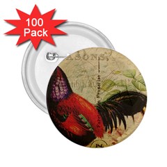 Rooster 2 25  Buttons (100 Pack)  by vintage2030