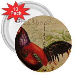 Rooster 3  Buttons (10 Pack)  by vintage2030