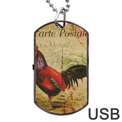 Rooster Dog Tag Usb Flash (two Sides) by vintage2030