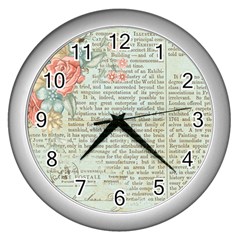 Rose Book Page Wall Clock (silver) by vintage2030