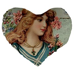 Lady Large 19  Premium Flano Heart Shape Cushions by vintage2030