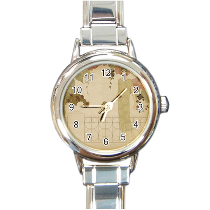 Twenties Girl Round Italian Charm Watch