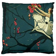 Girl And Flowers Large Cushion Case (one Side)