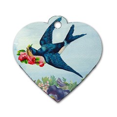 Blue Bird Dog Tag Heart (two Sides) by vintage2030