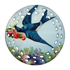 Blue Bird Round Filigree Ornament (two Sides)