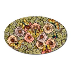 Flower And Butterfly Oval Magnet by vintage2030