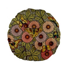 Flower And Butterfly Standard 15  Premium Flano Round Cushions by vintage2030