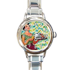 Retro Cokk Round Italian Charm Watch by vintage2030