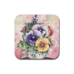 Lowers Pansy Rubber Coaster (square)  by vintage2030