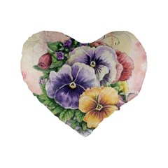 Lowers Pansy Standard 16  Premium Heart Shape Cushions