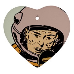 Astronaut Retro Heart Ornament (two Sides) by vintage2030