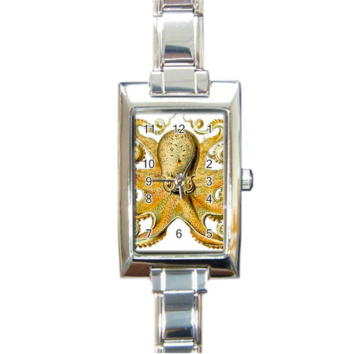 Gold Octopus Rectangle Italian Charm Watch