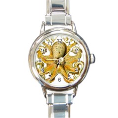 Gold Octopus Round Italian Charm Watch