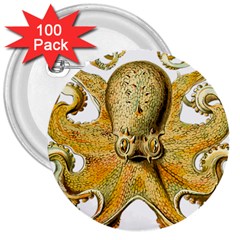 Gold Octopus 3  Buttons (100 pack) 