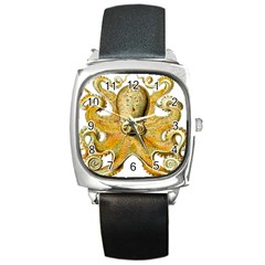 Gold Octopus Square Metal Watch by vintage2030