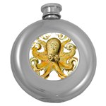 Gold Octopus Round Hip Flask (5 oz) Front