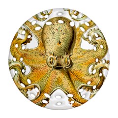 Gold Octopus Round Filigree Ornament (two Sides)