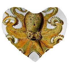 Gold Octopus Large 19  Premium Heart Shape Cushions