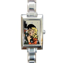 Hugging Retro Couple Rectangle Italian Charm Watch by vintage2030