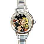 Hugging Retro Couple Round Italian Charm Watch Front