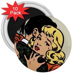 Hugging Retro Couple 3  Magnets (10 Pack)  by vintage2030