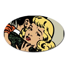 Hugging Retro Couple Oval Magnet by vintage2030