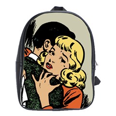 Hugging Retro Couple School Bag (xl) by vintage2030