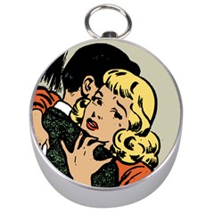 Hugging Retro Couple Silver Compasses