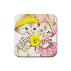 Rabbits 1731749 1920 Rubber Coaster (square)  by vintage2030