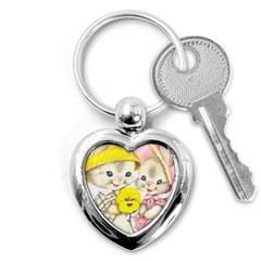 Rabbits 1731749 1920 Key Chains (heart)  by vintage2030