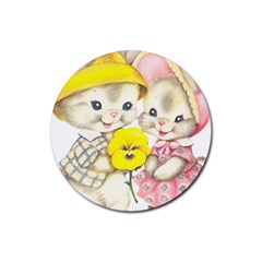 Rabbits 1731749 1920 Rubber Round Coaster (4 Pack)  by vintage2030