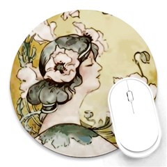 Lady 1650603 1920 Round Mousepads by vintage2030