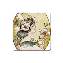 Lady 1650603 1920 Square Magnet by vintage2030