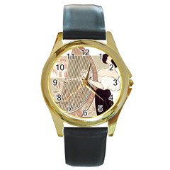 Woman 1503387 1920 Round Gold Metal Watch by vintage2030