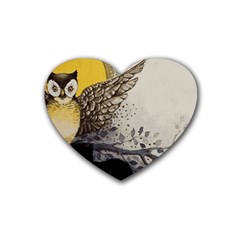 Owl 1462736 1920 Rubber Coaster (heart)  by vintage2030