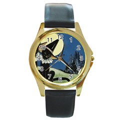 Black Cat 1462738 1920 Round Gold Metal Watch by vintage2030