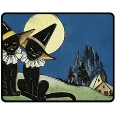 Black Cat 1462738 1920 Fleece Blanket (medium)  by vintage2030