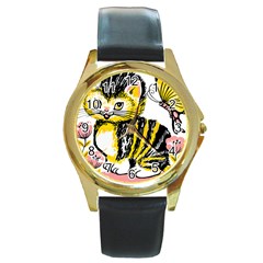 Cat 1348502 1920 Round Gold Metal Watch by vintage2030