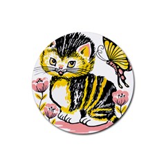 Cat 1348502 1920 Rubber Round Coaster (4 Pack)  by vintage2030