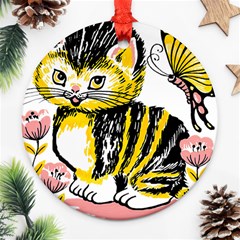 Cat 1348502 1920 Round Ornament (two Sides) by vintage2030