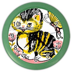 Cat 1348502 1920 Color Wall Clock by vintage2030