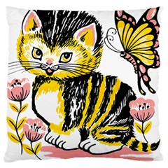 Cat 1348502 1920 Large Flano Cushion Case (two Sides) by vintage2030