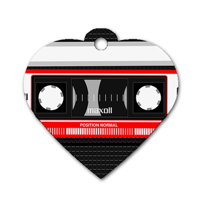 Compact Cassette Dog Tag Heart (One Side)