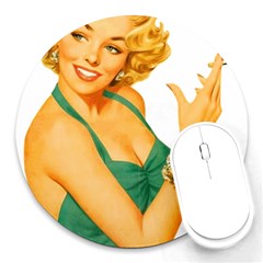 Woman 792872 1920 Round Mousepads by vintage2030