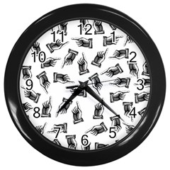 Pointing Finger Pattern Wall Clock (black) by Valentinaart