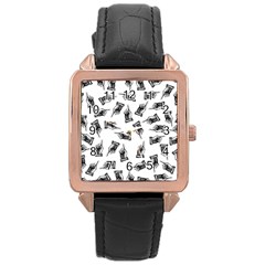 Pointing Finger Pattern Rose Gold Leather Watch  by Valentinaart