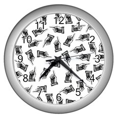 Pointing Finger Pattern Wall Clock (silver) by Valentinaart