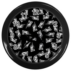 Pointing Finger Pattern Wall Clock (black) by Valentinaart