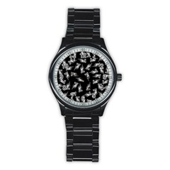 Pointing Finger Pattern Stainless Steel Round Watch by Valentinaart