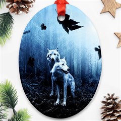 Wolfs Oval Ornament (two Sides) by Valentinaart